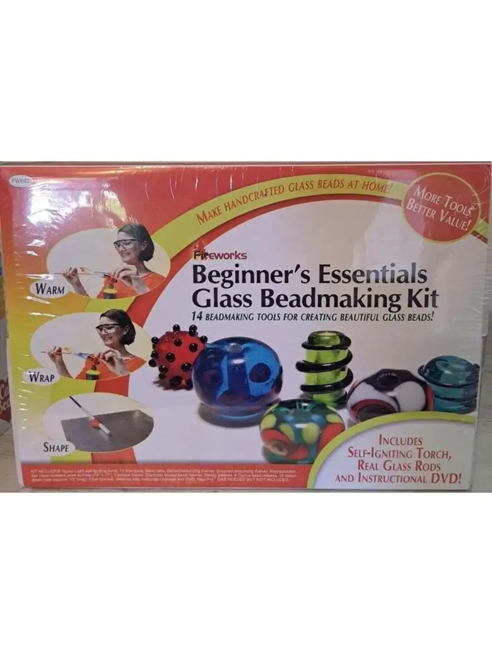 Fireworks Beginner Glass Bead Kit With: Tools Supplies Glass Rods DVD DIY Craft